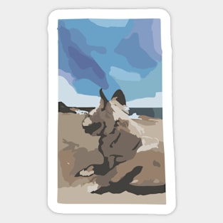 dog at the beach Sticker